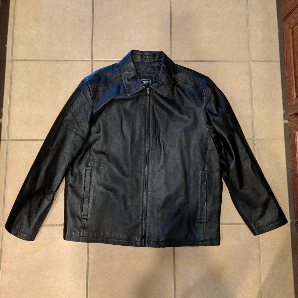 Haggar - Men's Black Leather Jacket - Large